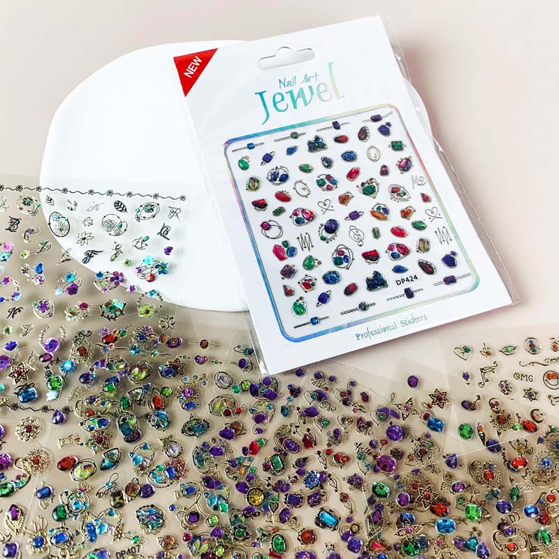 3D Metal Jewelry Designer Charming Nail Stickers On Nails 