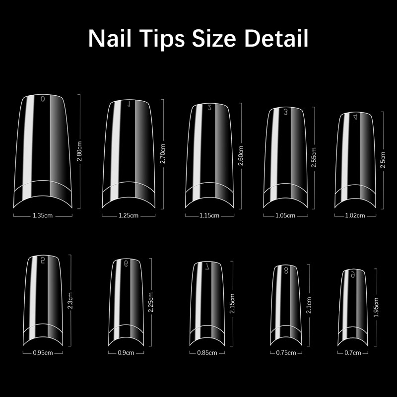 Long Coffin Shape Nail Tips Clear 