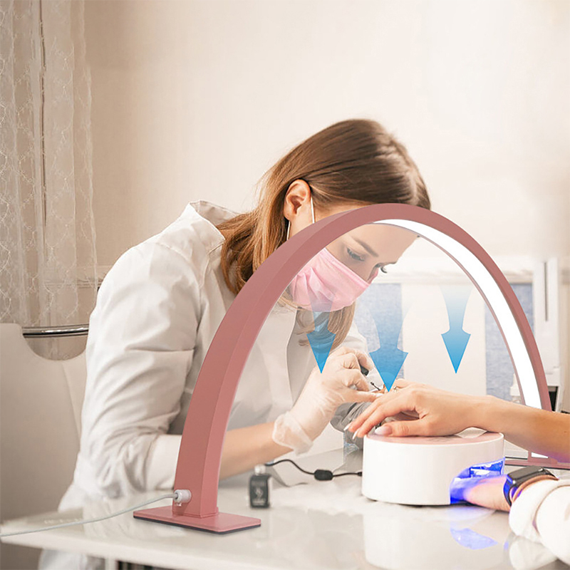 New U-shaped Curved Beauty Salon Nail Table Lamps 