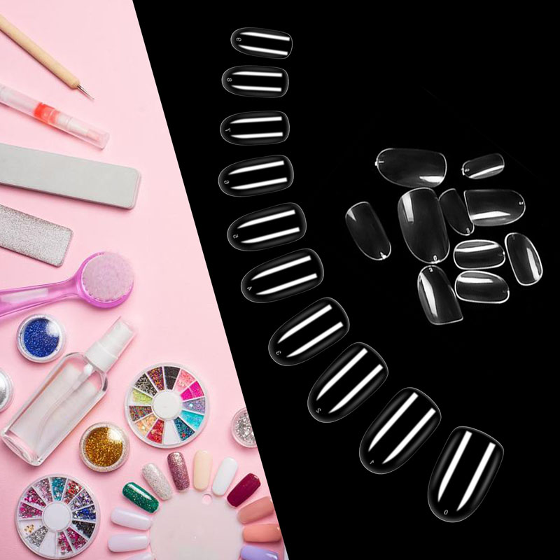 Round French Nail Tips Clear Acrylic 