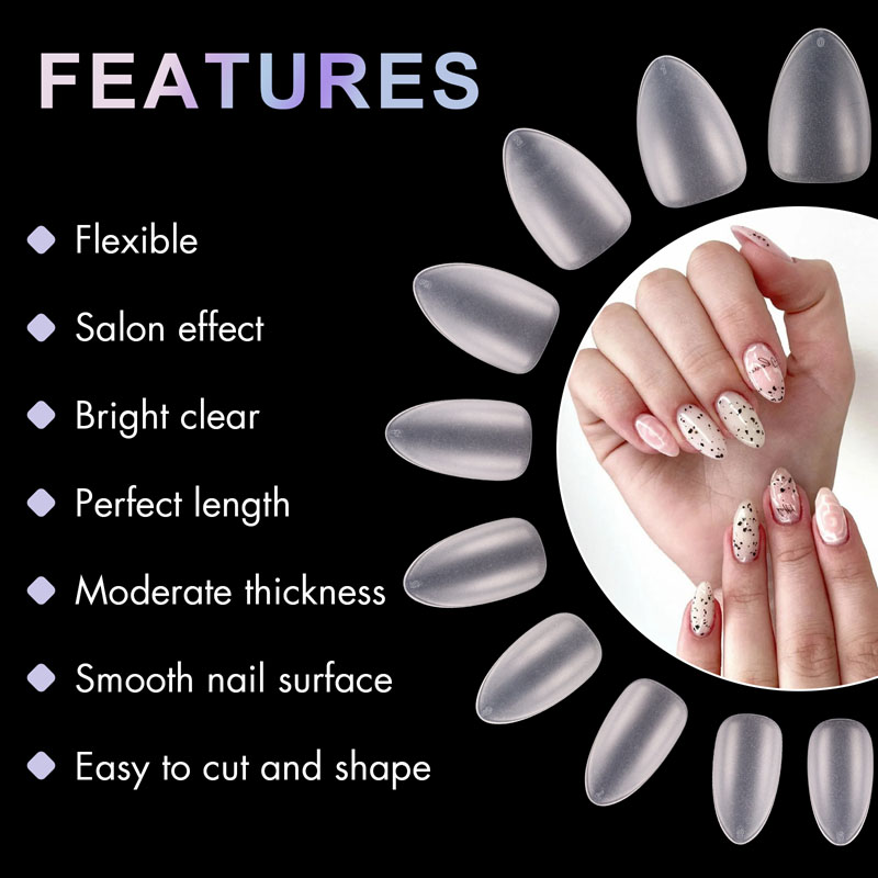 Almond French Nail Tips Natural Acrylic 