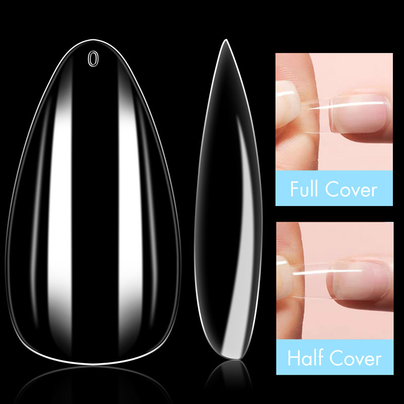 Almond French Nail Tips Clear Acrylic 