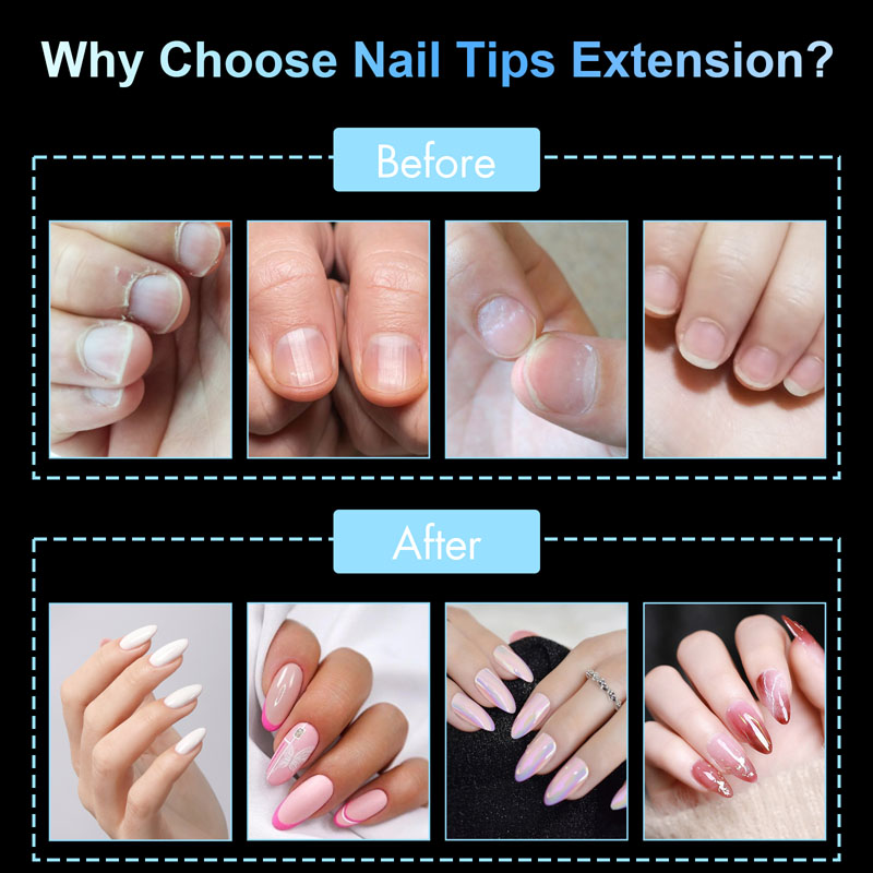 Oval French Nail Tips Clear Acrylic 