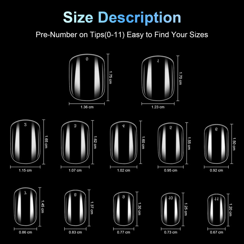 Square French Nail Tips Clear Acrylic 