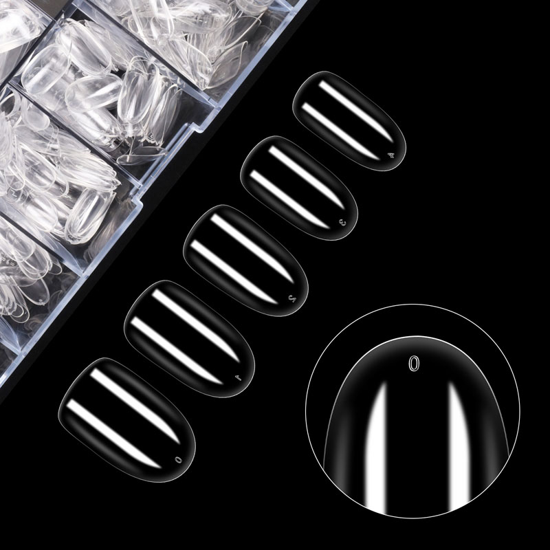 Round French Nail Tips Clear Acrylic 