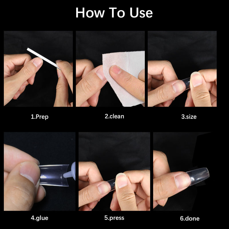 Long Coffin Shape Nail Tips Clear 