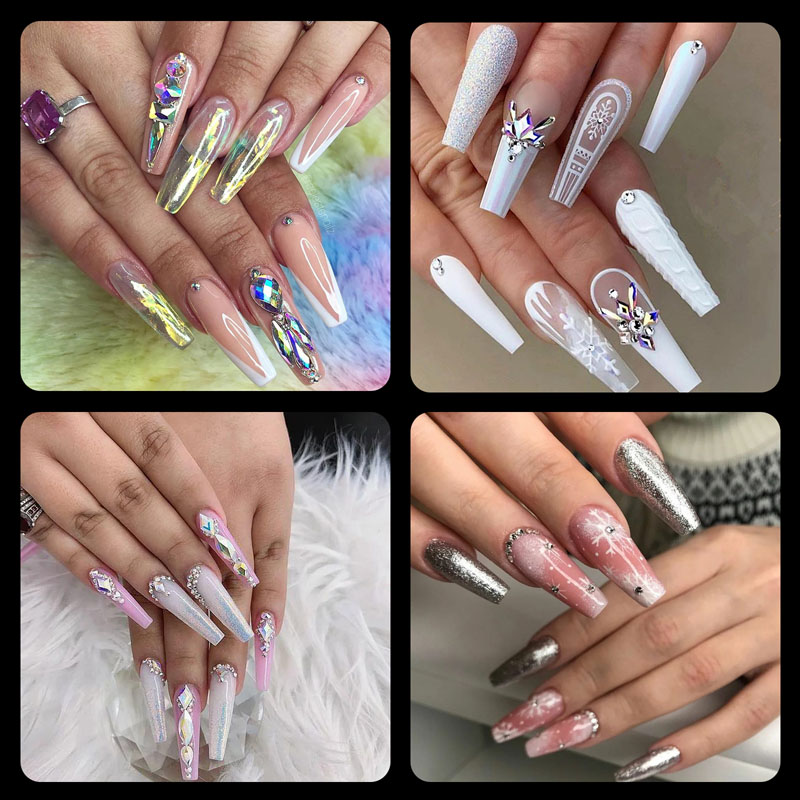 Long Coffin Shape Nail Tips Clear 