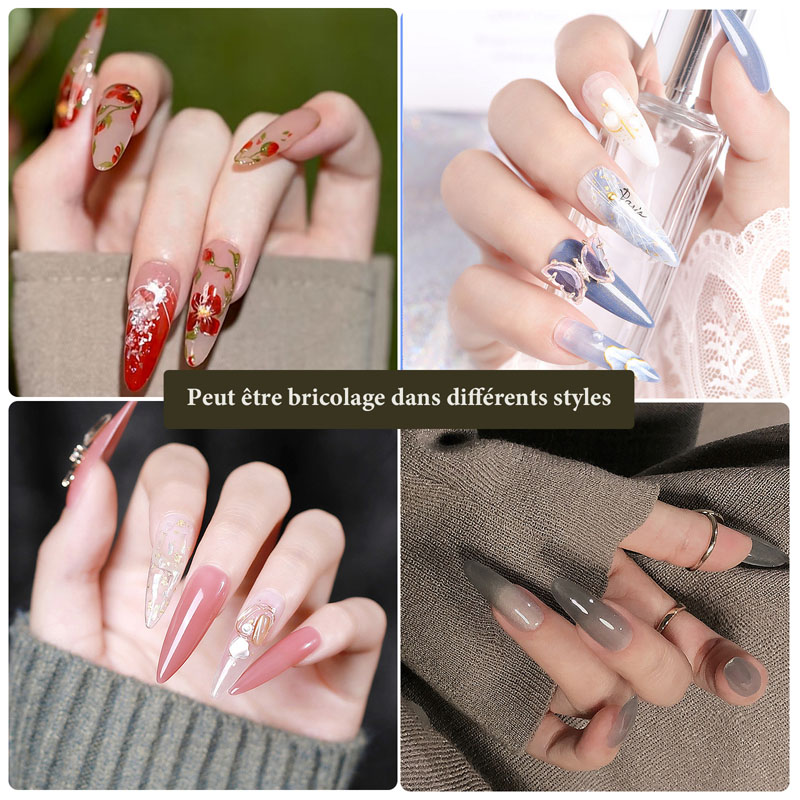 Stiletto French Nail Tips Clear Half Cover Full Cover Acrylic 