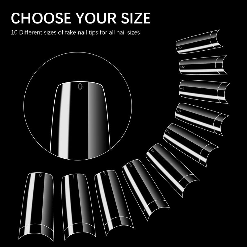 Long Coffin Shape Nail Tips Clear 