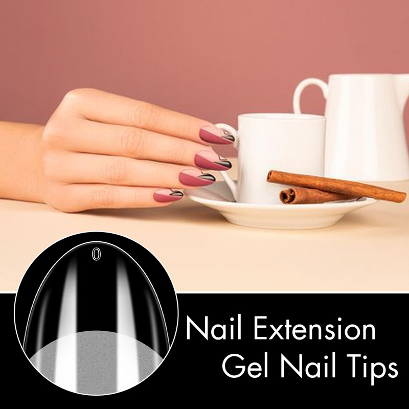 Oval French Nail Tips Clear Acrylic 