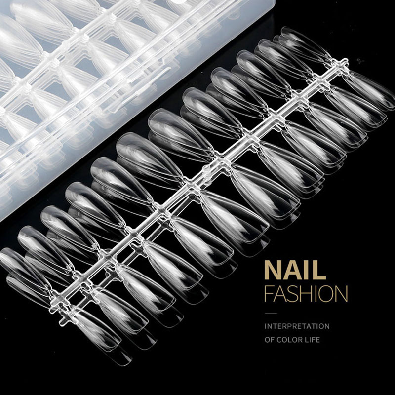 Stiletto French Nail Tips Clear Half Cover Full Cover Acrylic 