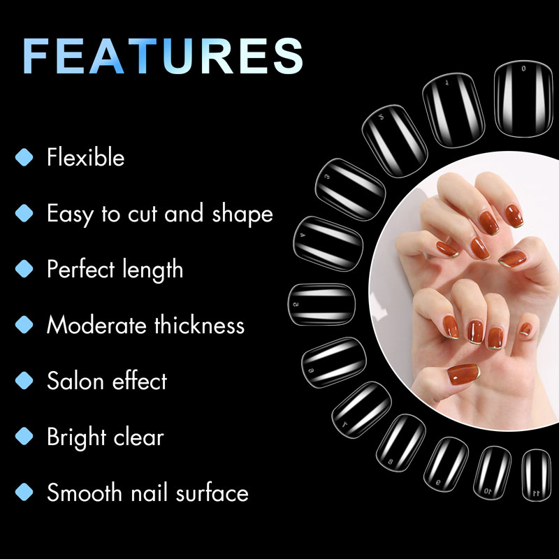 Square French Nail Tips Clear Acrylic 