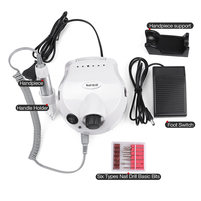 Nail Drill Set Electric Salon Use For Manicure 25w 25000rpm 