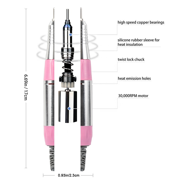 Nail Drill Set Electric Salon Use For Manicure 25w 25000rpm 