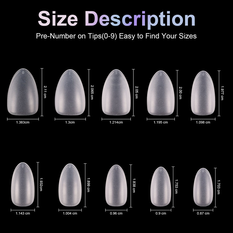 Almond French Nail Tips Natural Acrylic 