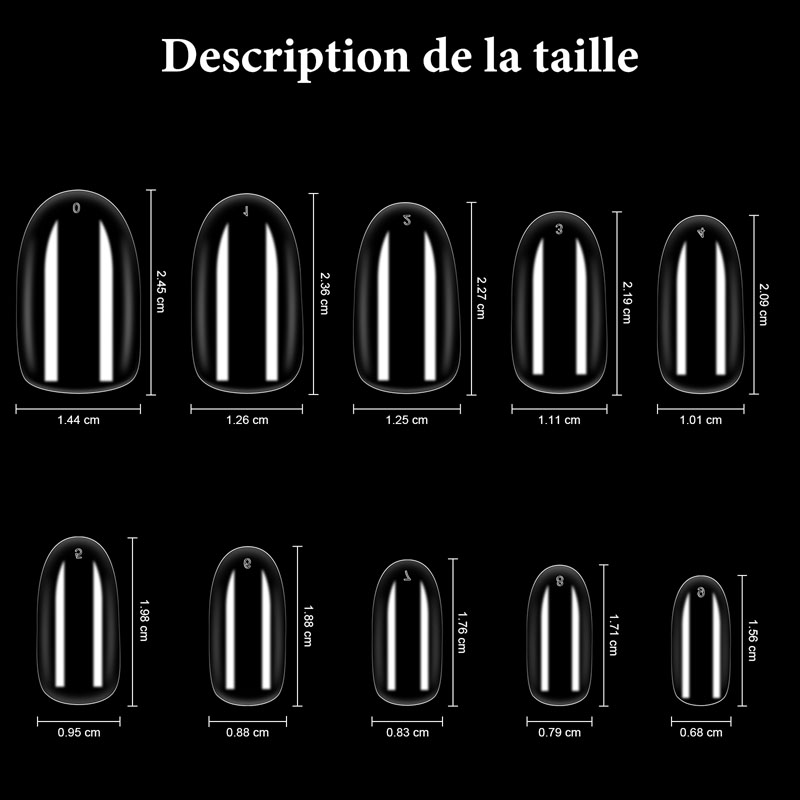 Round French Nail Tips Clear Acrylic 