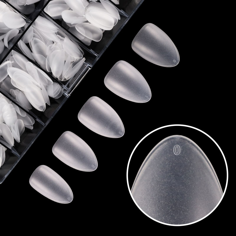 Almond French Nail Tips Natural Acrylic 