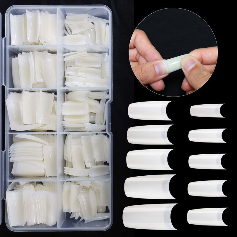 Long Coffin Nail Tips Natural 