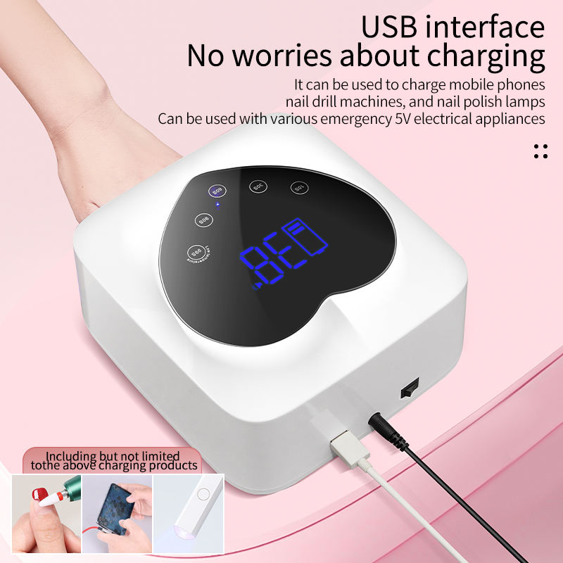 Rechargeable Nail Dryer Lamp Cordless with Heart-shape 72w 