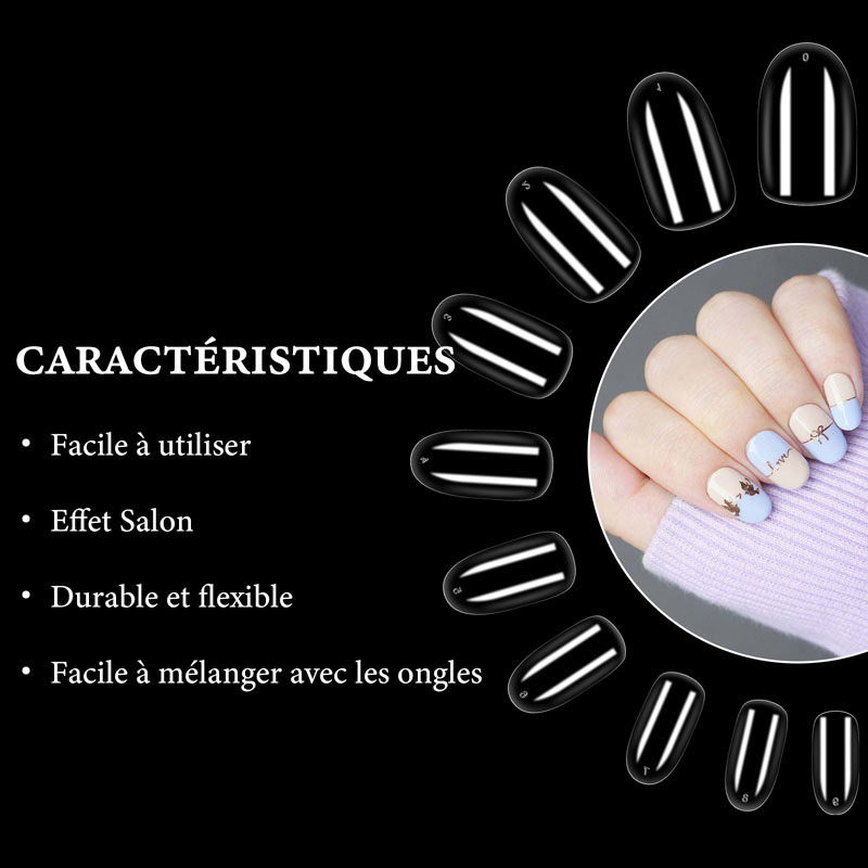 Round French Nail Tips Clear Acrylic 