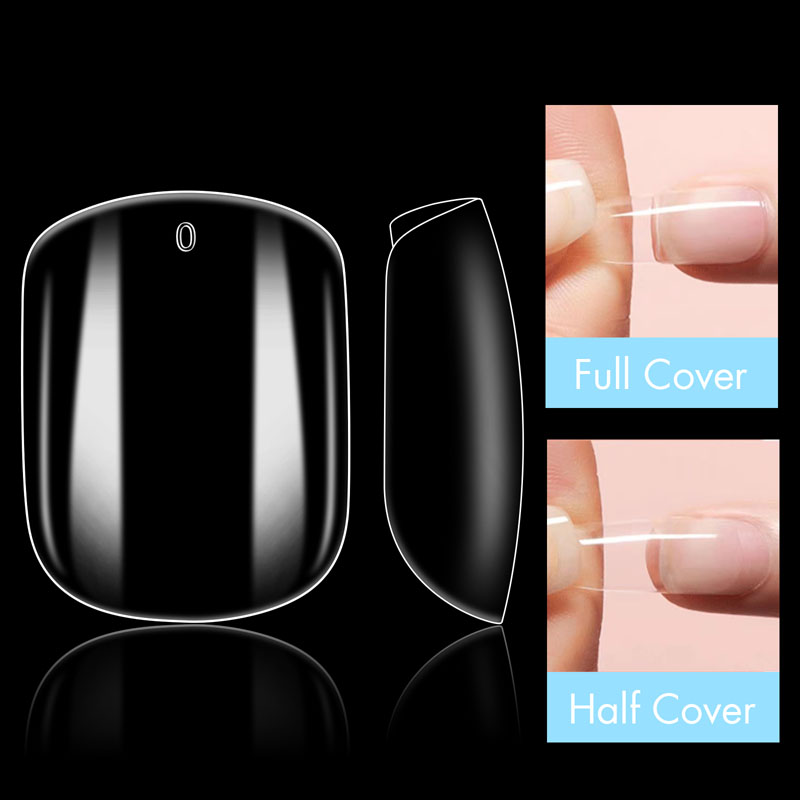 Square French Nail Tips Clear Acrylic 
