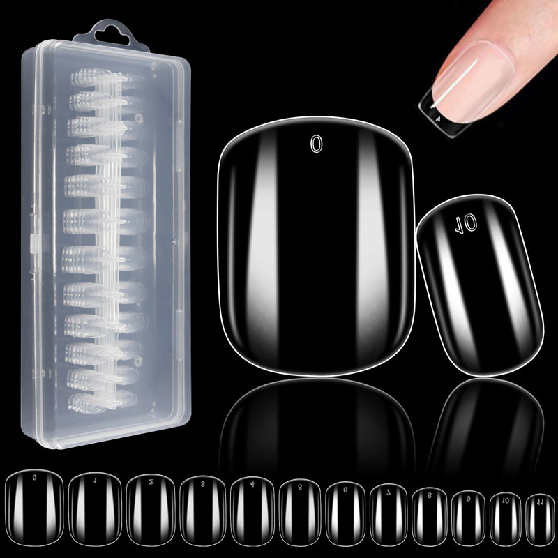 Square French Nail Tips Clear Acrylic 
