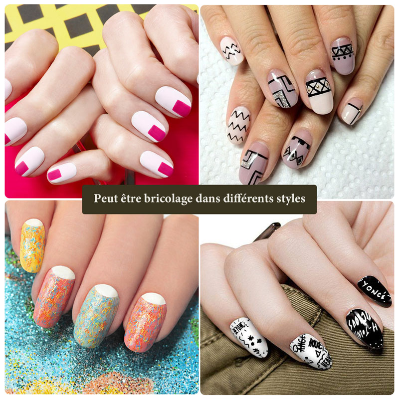 Round French Nail Tips Clear Acrylic 