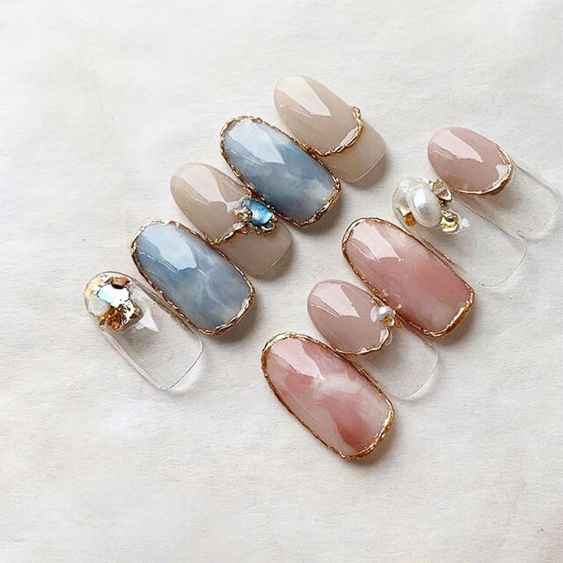 Round French Nail Tips Clear Acrylic 