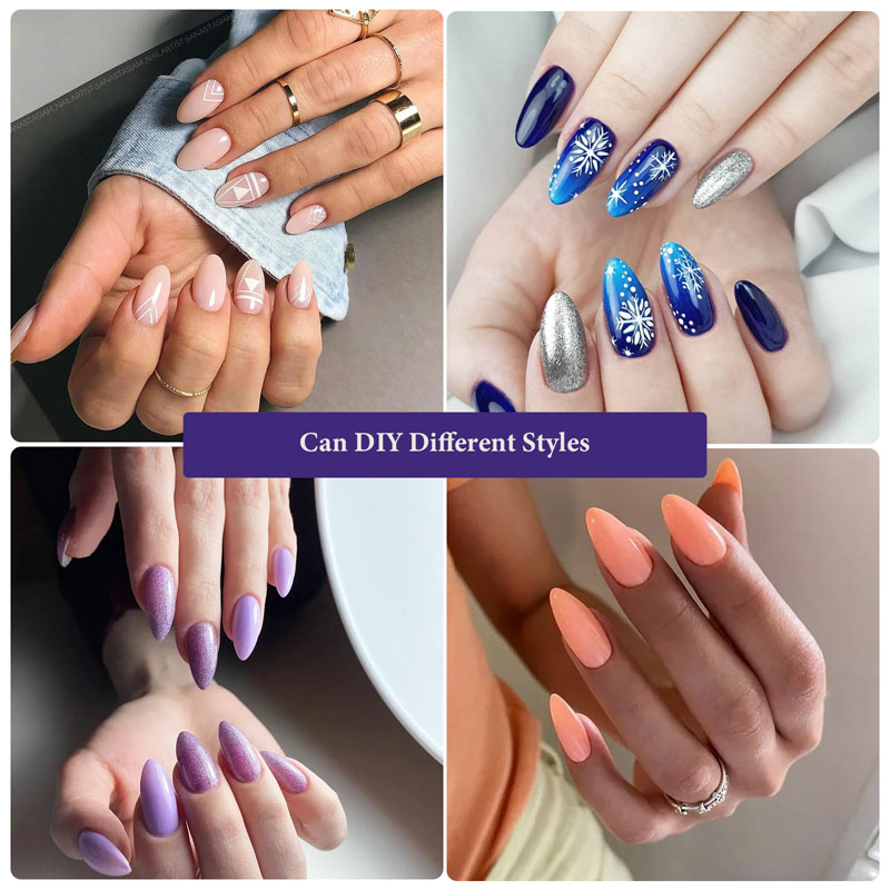 Almond French Nail Tips Natural Acrylic 