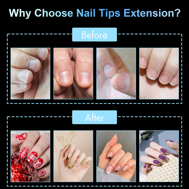Square French Nail Tips Clear Acrylic 