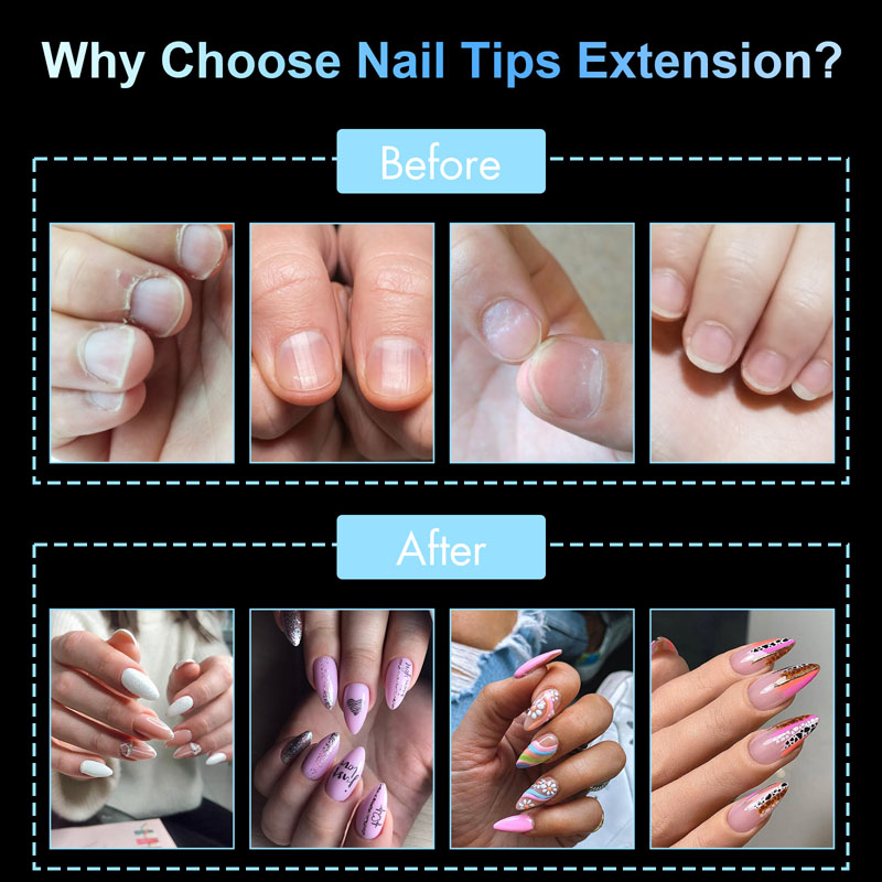 Almond French Nail Tips Clear Acrylic 