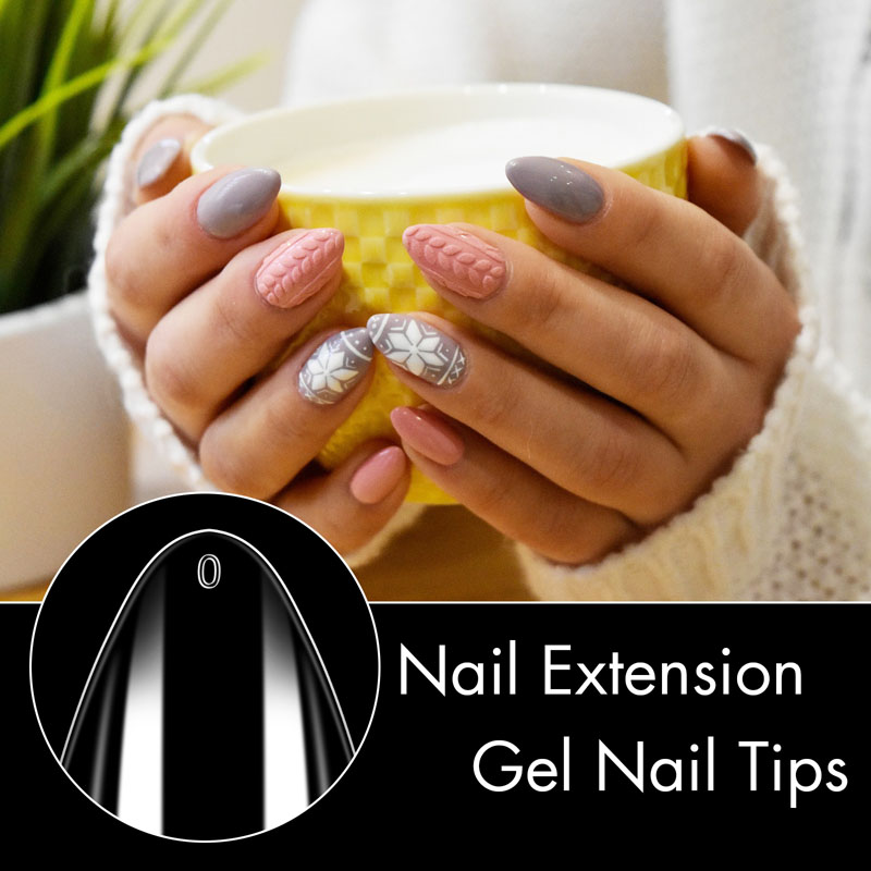 Almond French Nail Tips Clear Acrylic 